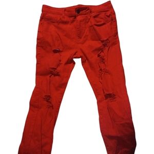🦋Sylish Red Distressed Women Jeans Size 32=14